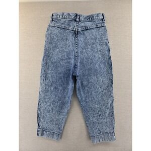 Vtg 90's Pocketless Acid Wash High Wasted Mom Capris Slits Womens 9